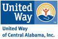 A united way logo with the words " united way central alabama, inc."